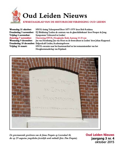 Oud Leiden Nieuws jaargang 3 nr. 4 oktober 2015